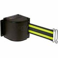 Lavi Industries Warehouse Retractable Belt Barrier, Black Case W/18' Black/Neon Yellow Belt 50-3016M/WB/18/BN